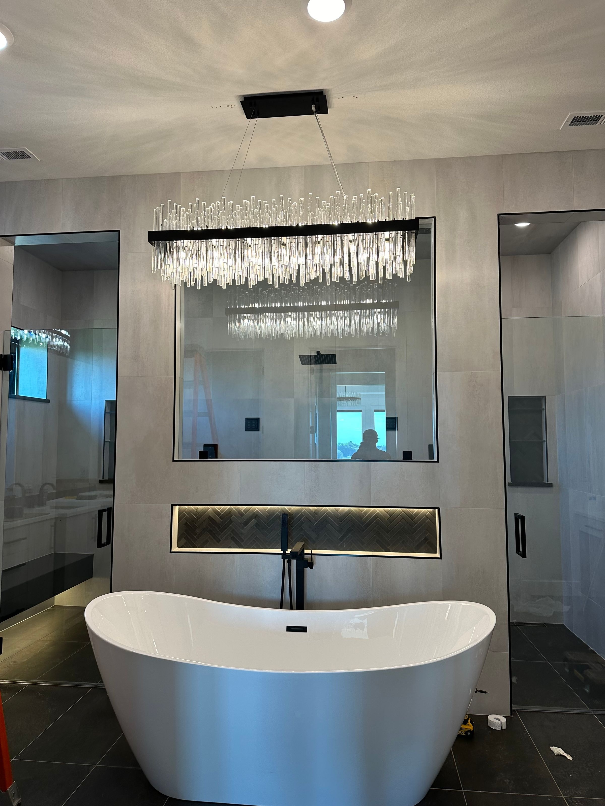 Linear Crystal Chandelier — Luxury Bathroom